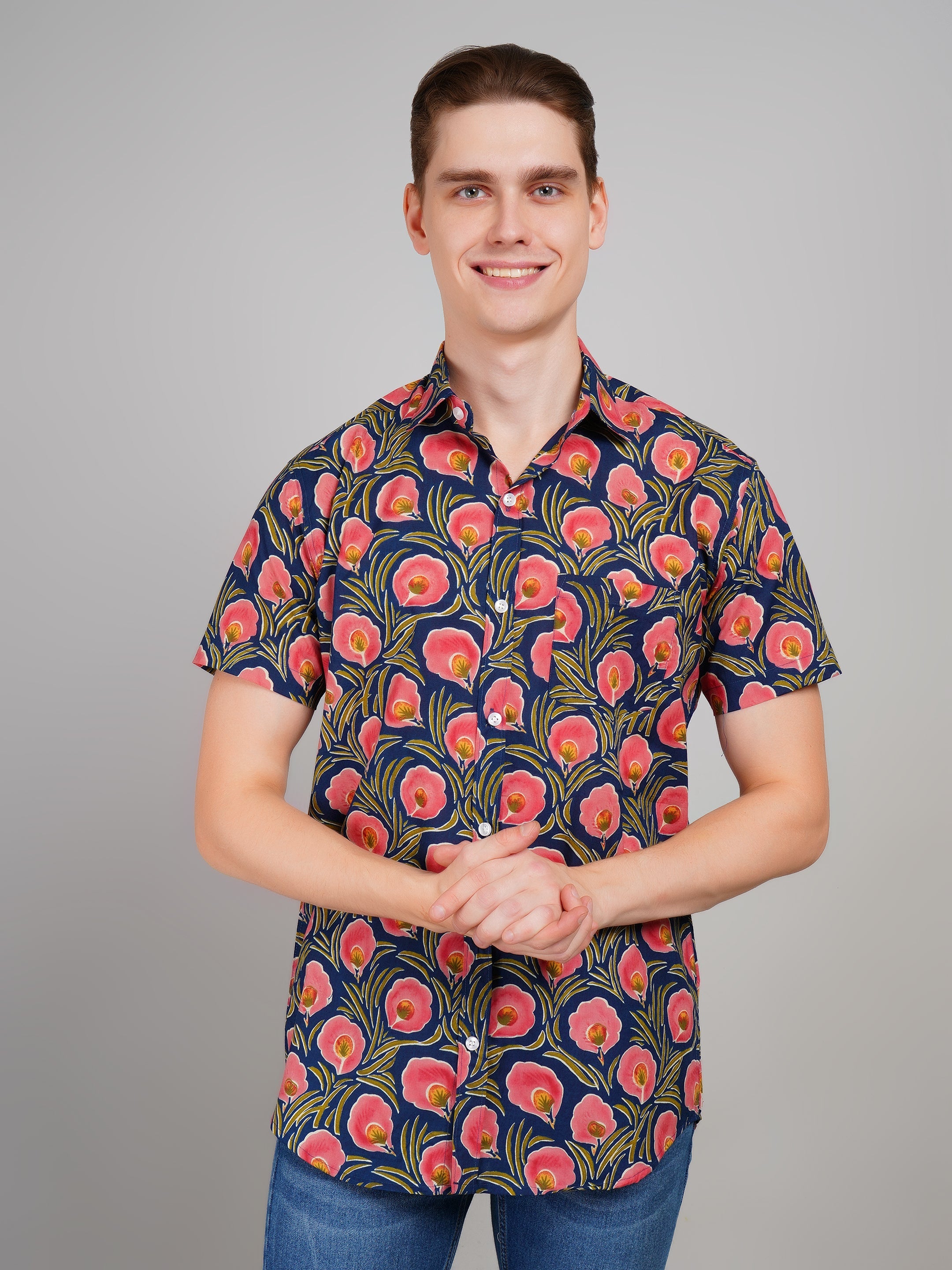 Louis Monarch Premium Jaipuri Printed Cotton Half Sleeve Casual Shirt